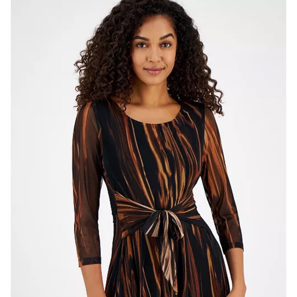 Connected Apparel Black and Brown Long Sleeve Dress